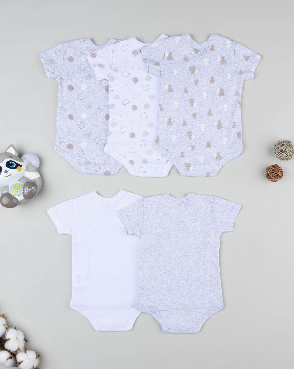 Pack 5 body maniche corte neonato orsetto