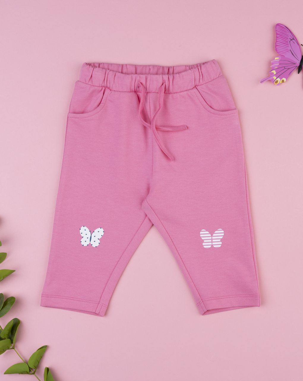 Pantalone bimba rosa stampa farfalle