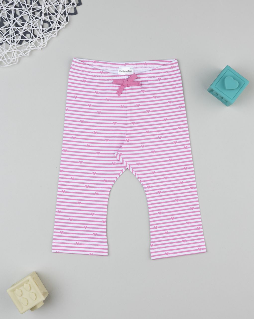 Legging bimba rigati con fiocco