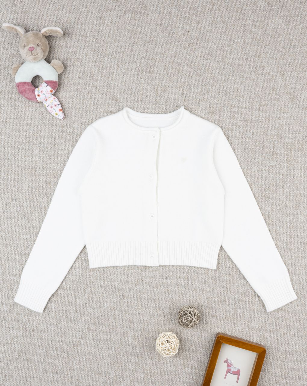 Cardigan bambina bianco girocollo