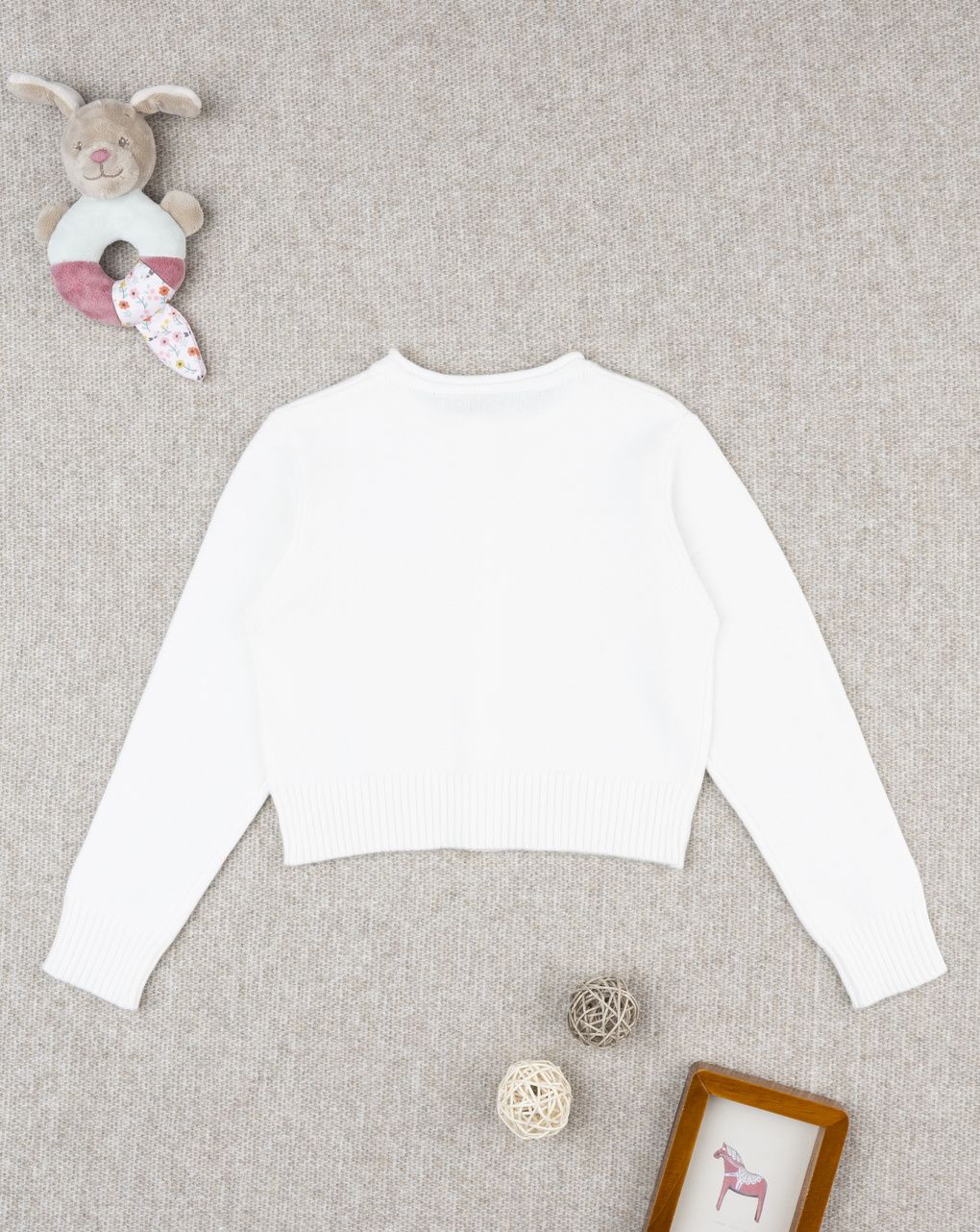 Cardigan bambina bianco girocollo