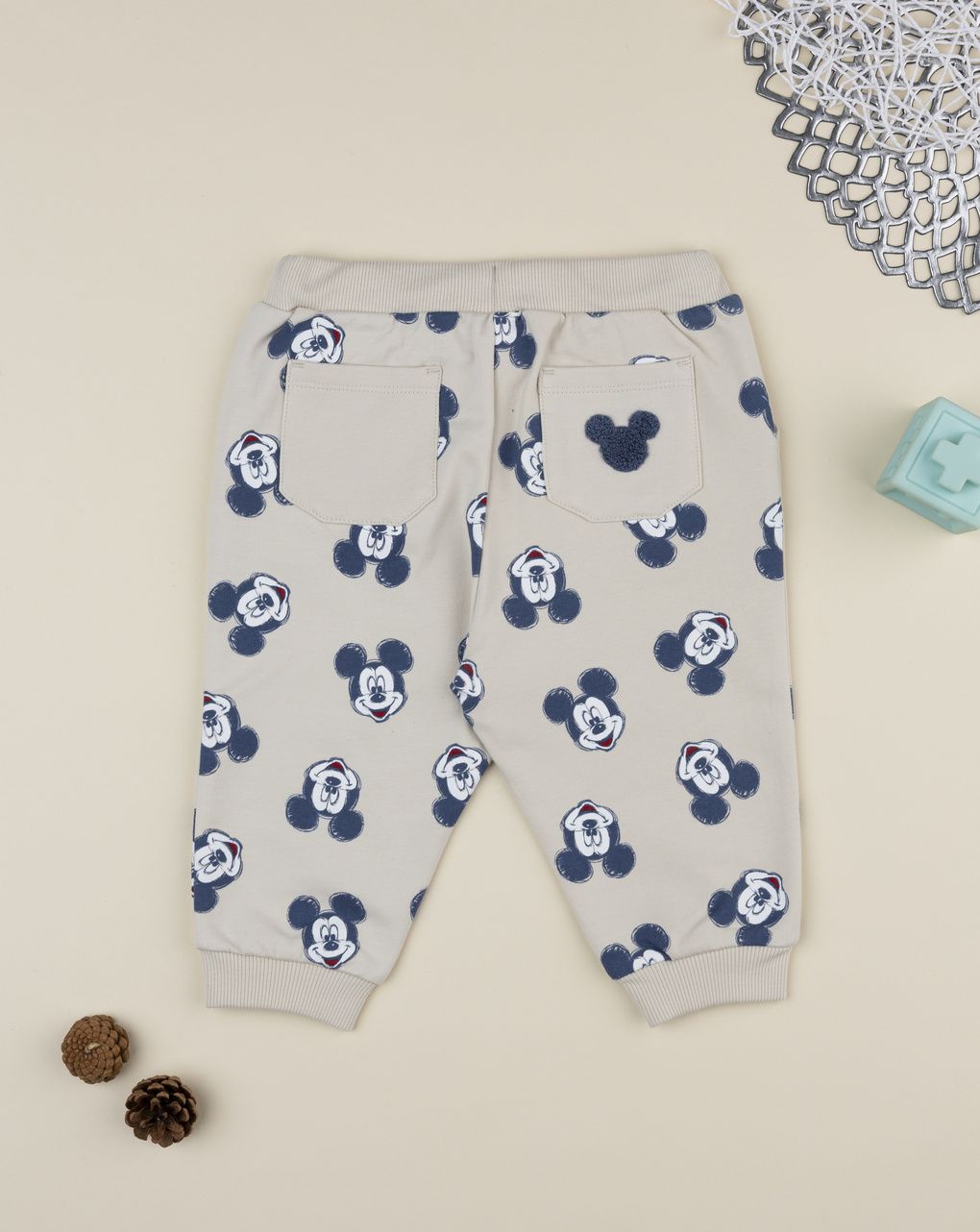 Pantalone bimbo beige mickey mouse