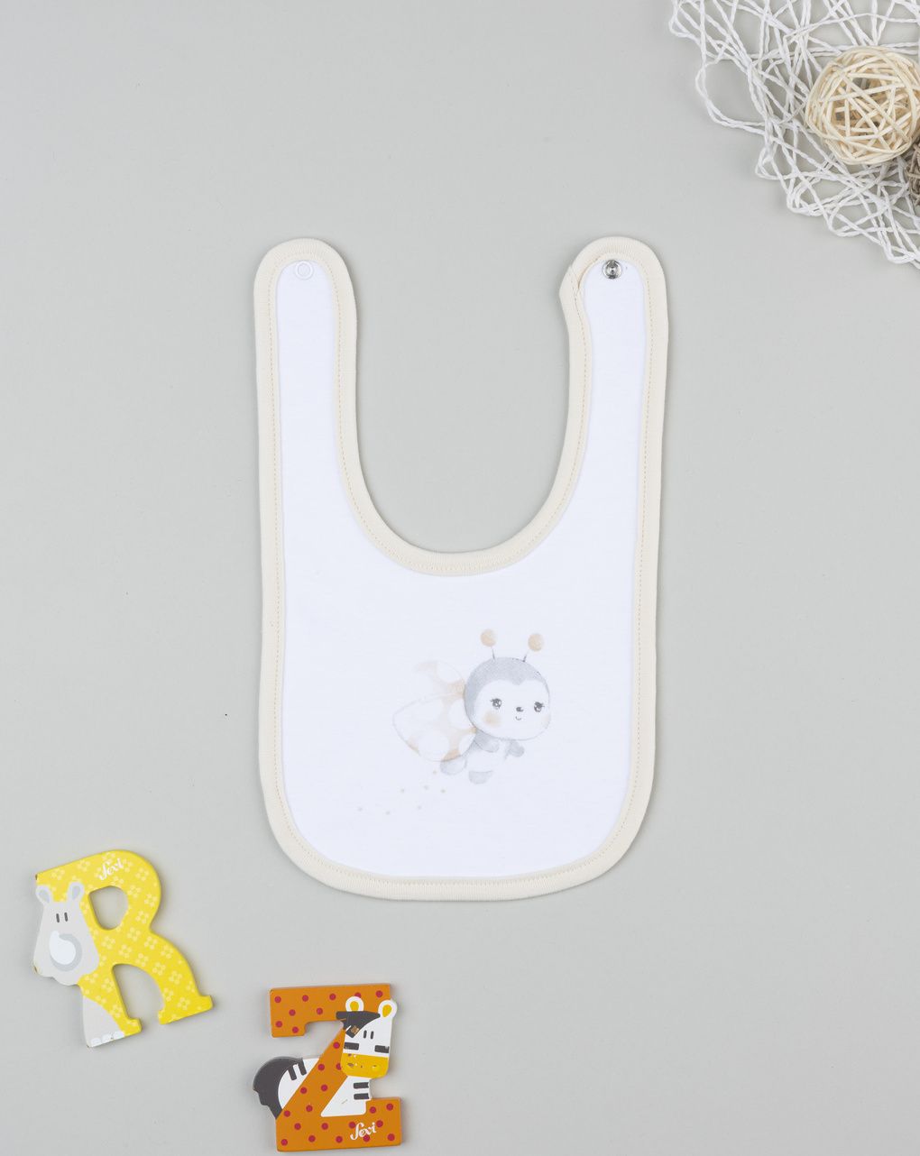 Bavaglino neonata panna ape