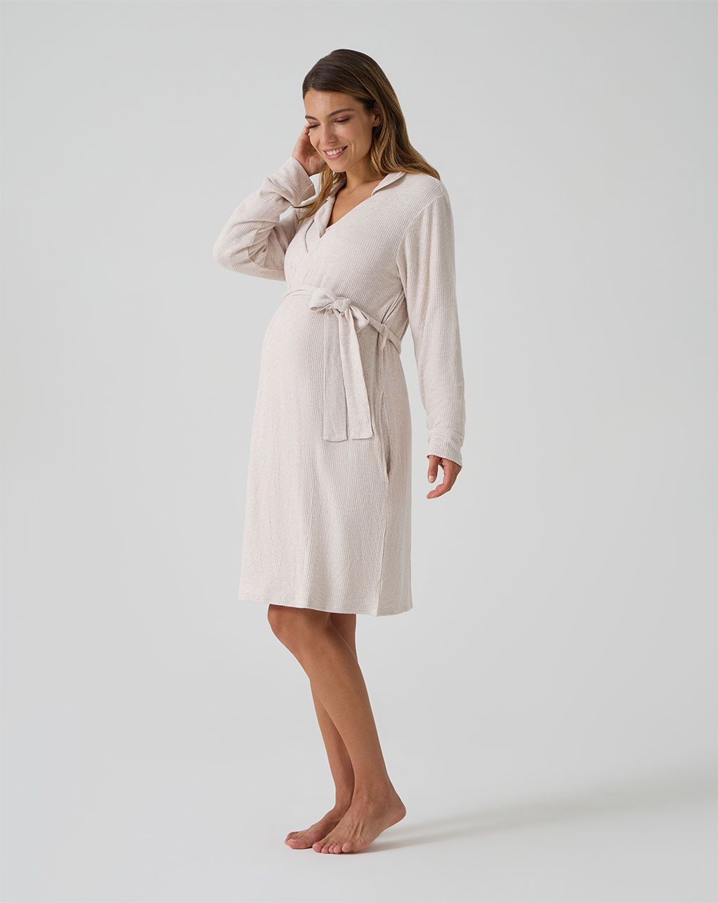 Vestaglia premaman beige fake tricot