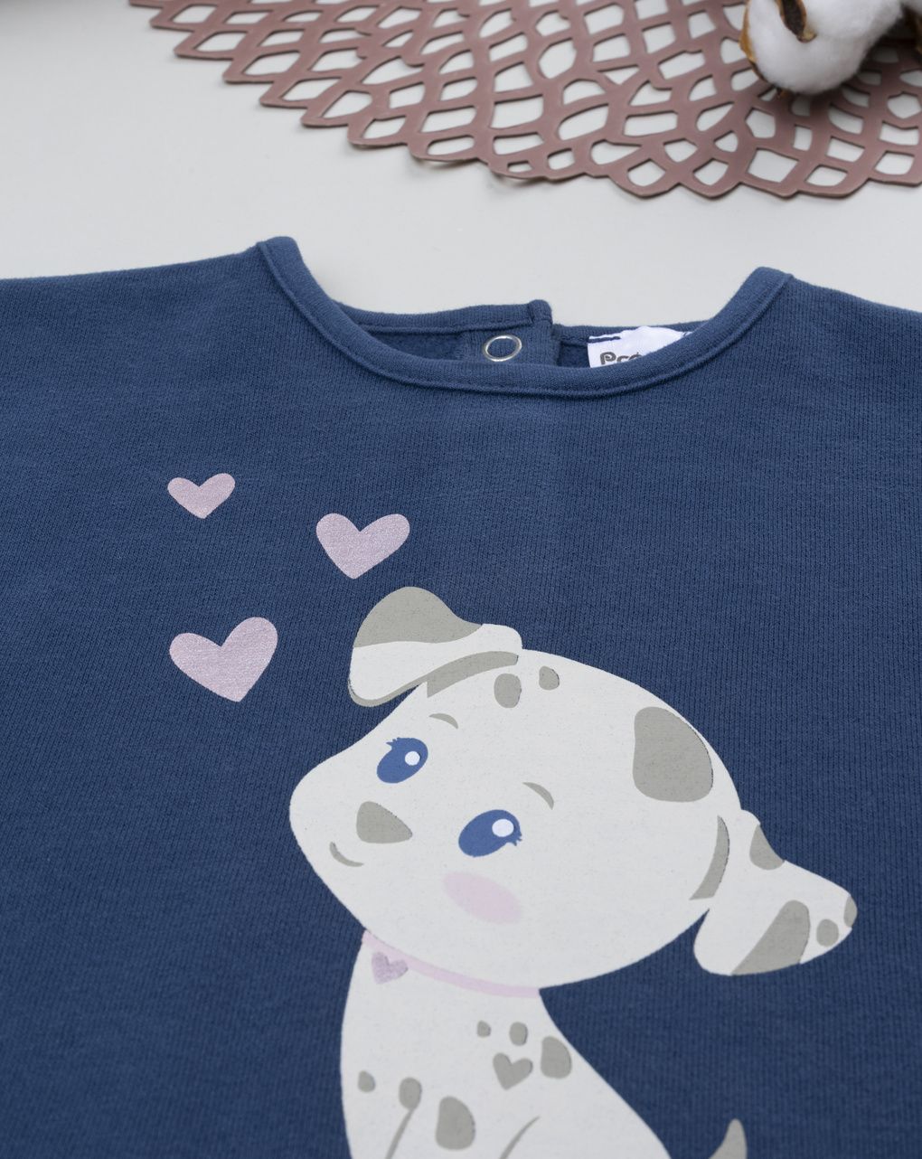 Completo jogging bimba blu/beige cagnolino