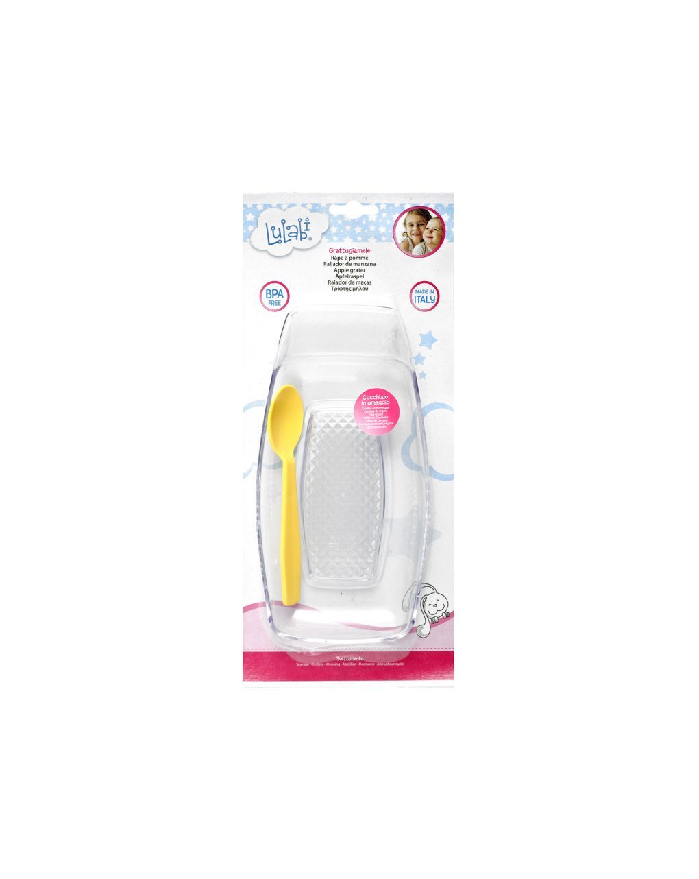 Grattuggia mele in plastica con cucchiaino - lulabi