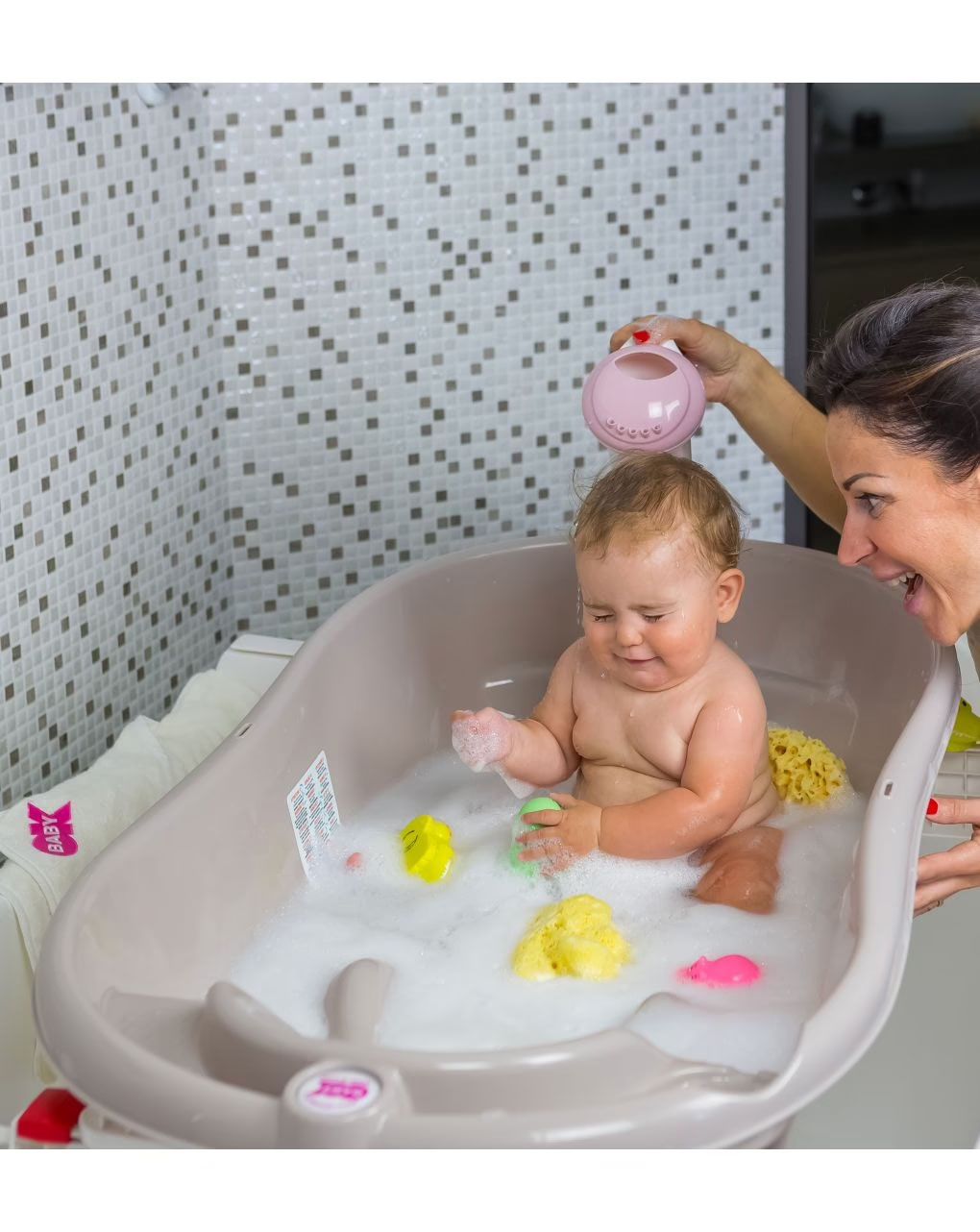 Vaschetta da bagno onda rosa 0-12 mesi - ok baby