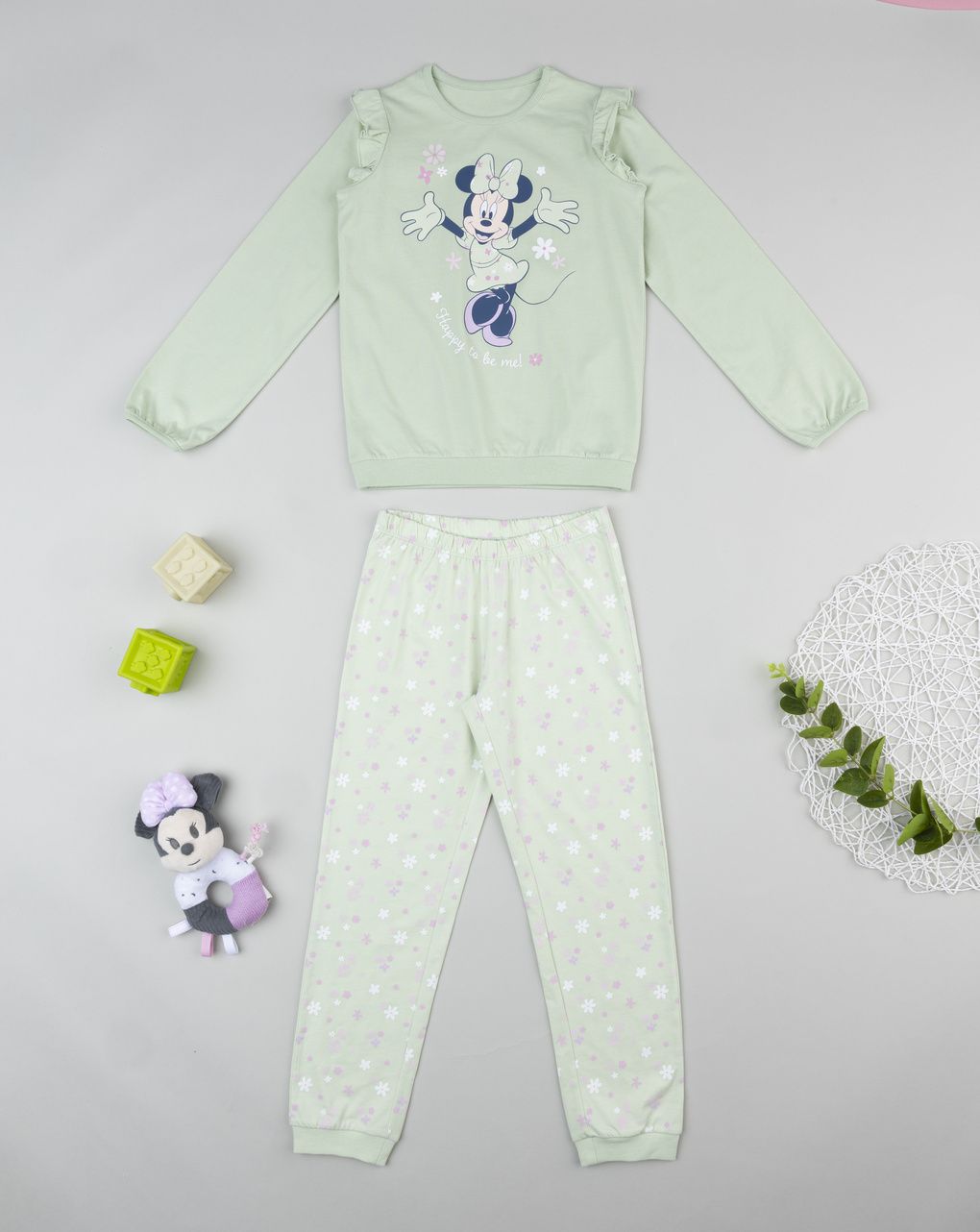 Pigiama bambina verde minnie