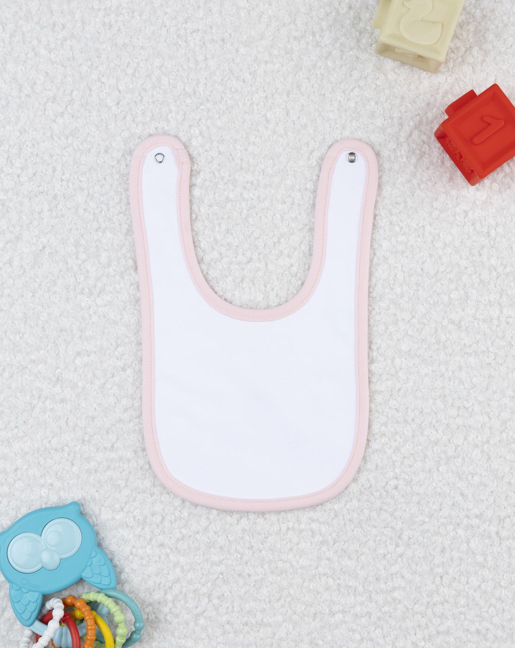 Bavaglino bimba bianco/rosa fiorellino