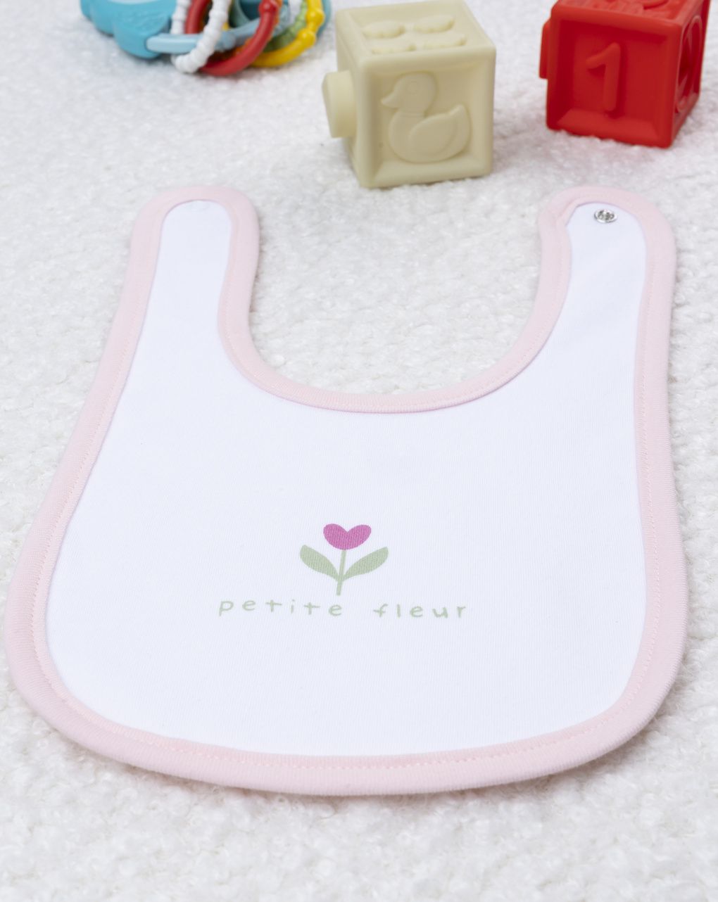 Bavaglino bimba bianco/rosa fiorellino