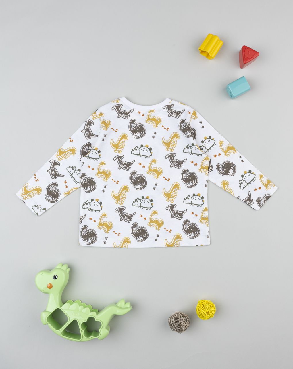 T-shirt bianca bimbo allover dino