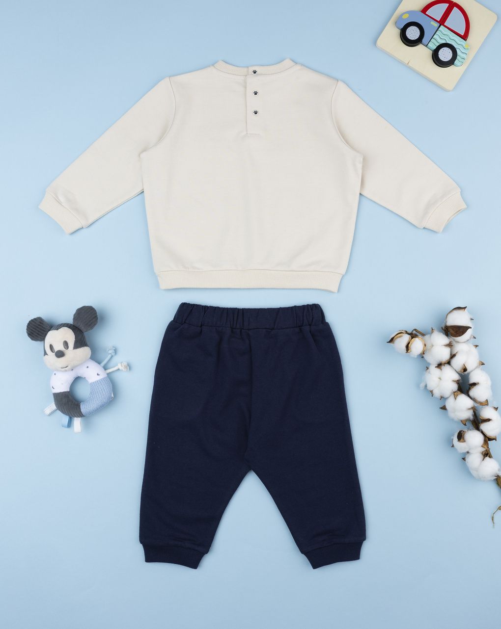 Completo jogging bimbo beige/blu re leone