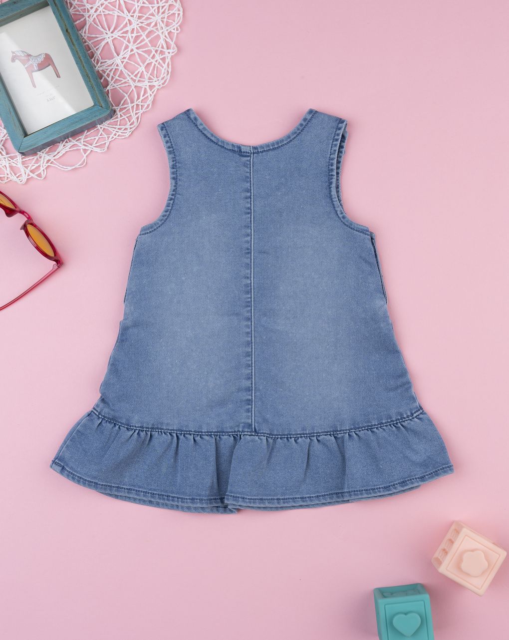 Vestito denim bimba con ricamo