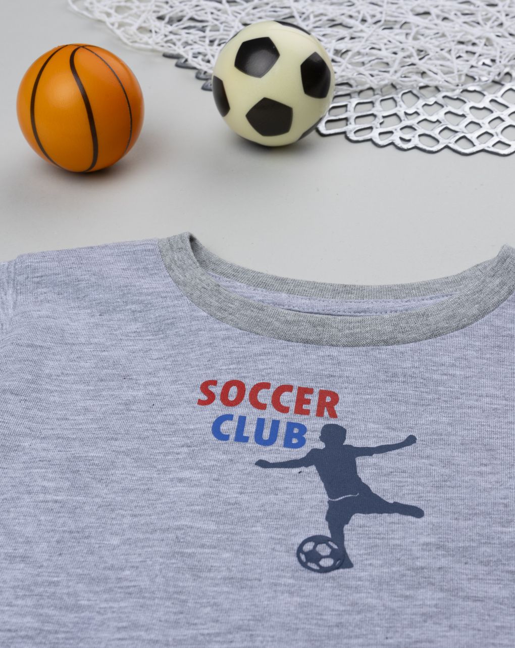 T-shirt bambino grigia soccer