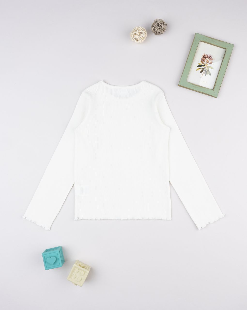 T-shirt manica lunga costina bambina bianca