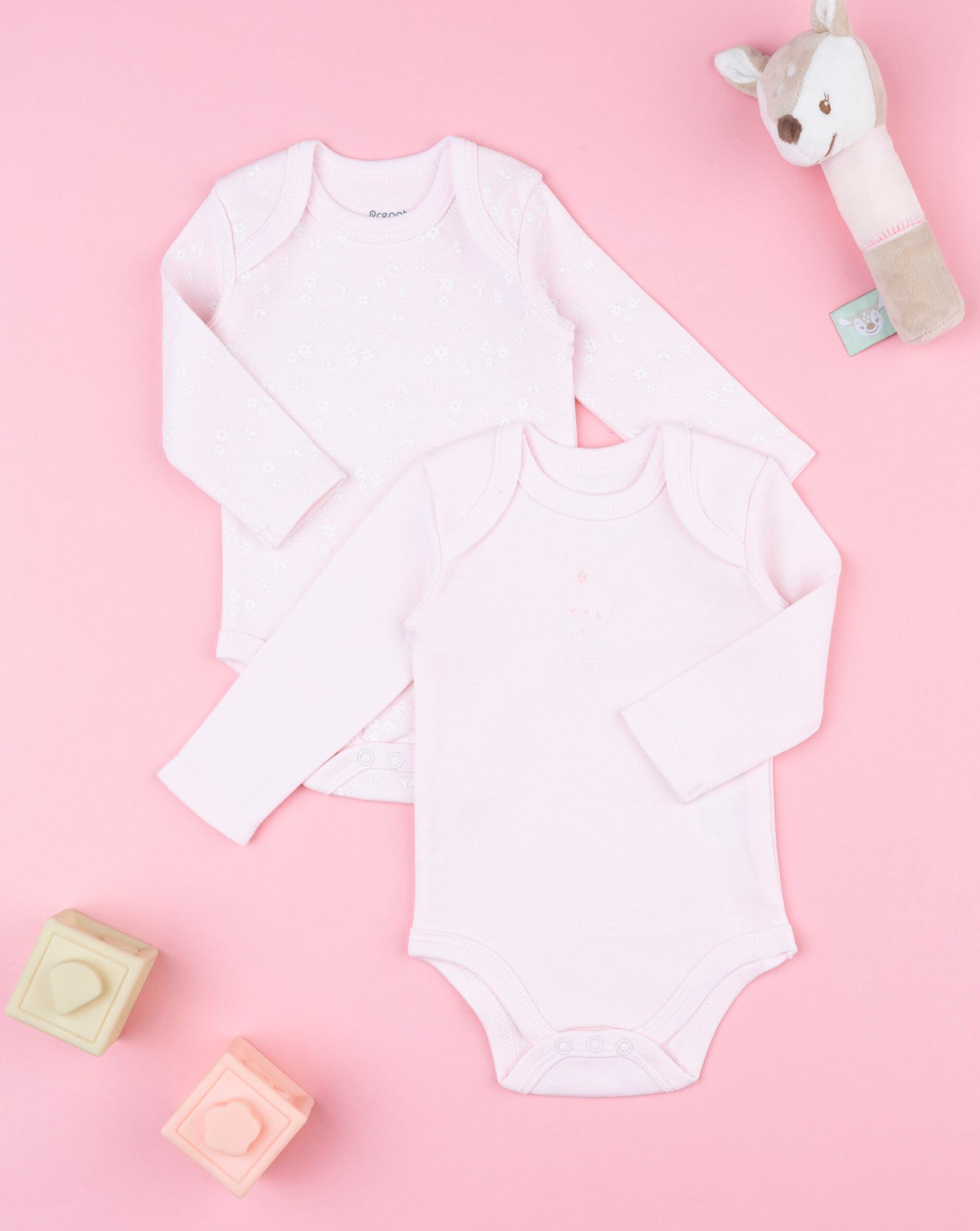 Body bimba maniche lunghe rosa fiori