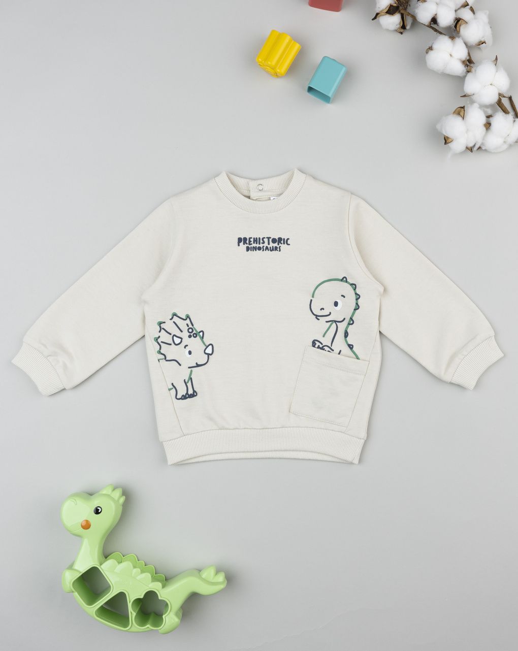 Felpa bimbo beige stampa rilievo