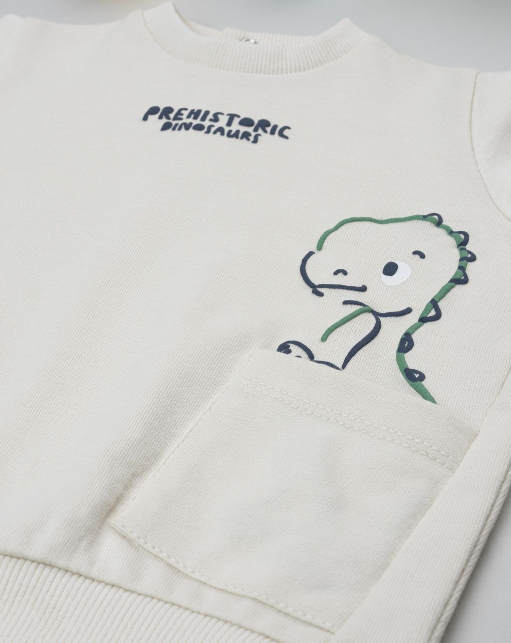 Felpa bimbo beige stampa rilievo