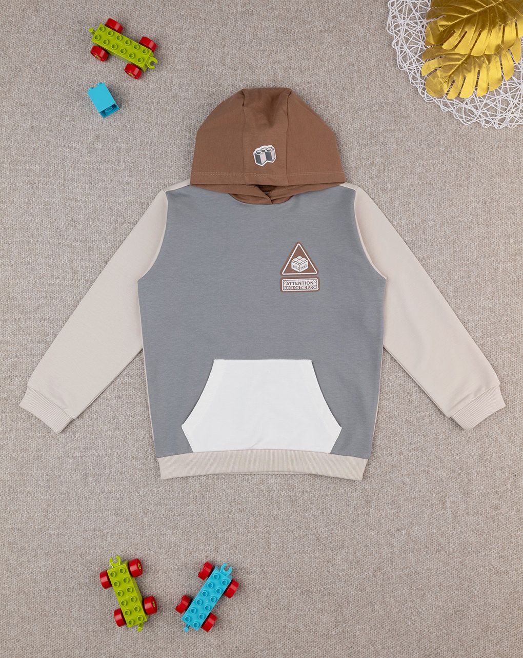 Felpa con cappuccio  bambino colorblock