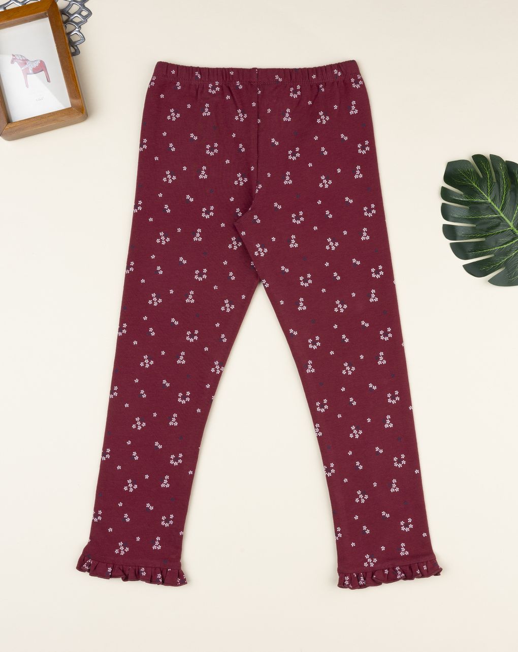 Legging bambina bordeaux micro fiori