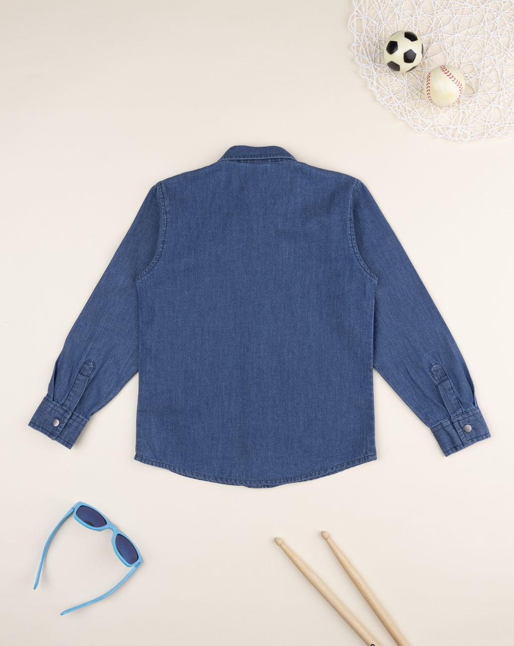 Camicia bambino blu denim