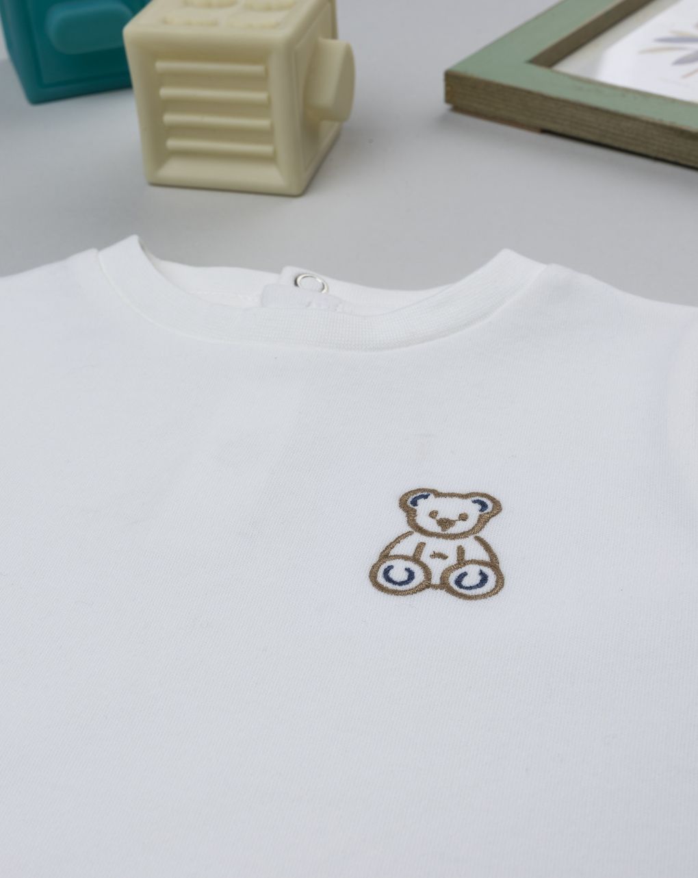T-shirt bimbo bianca stampa orsetto
