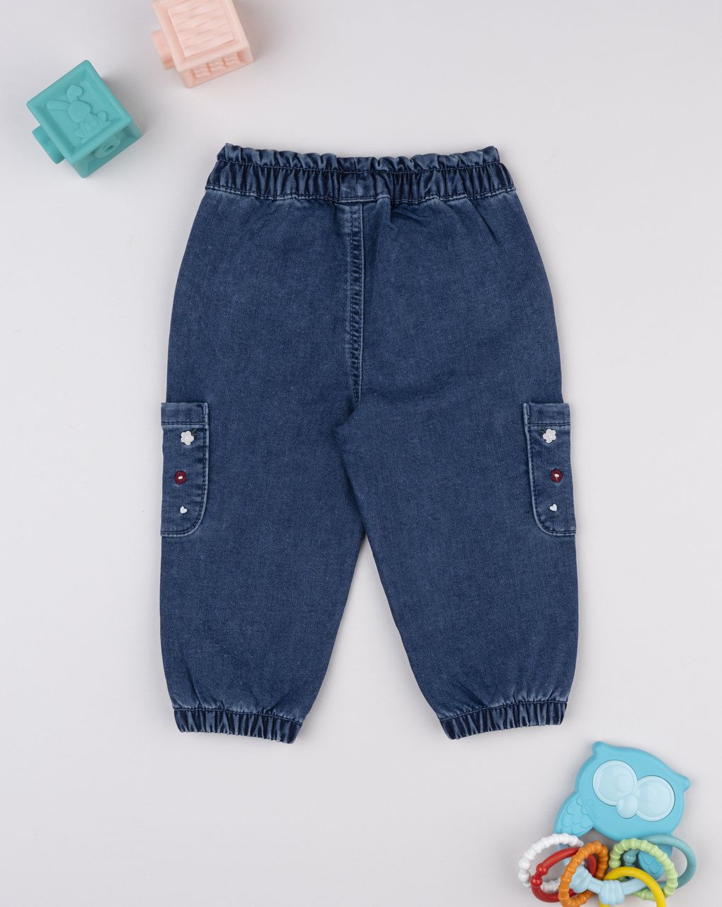 Pantalone denim bimba ricamato