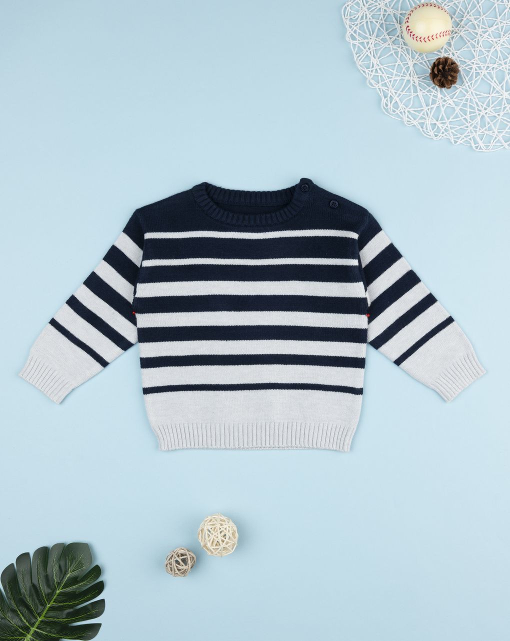 Maglia bimbo rigata blu/grigio