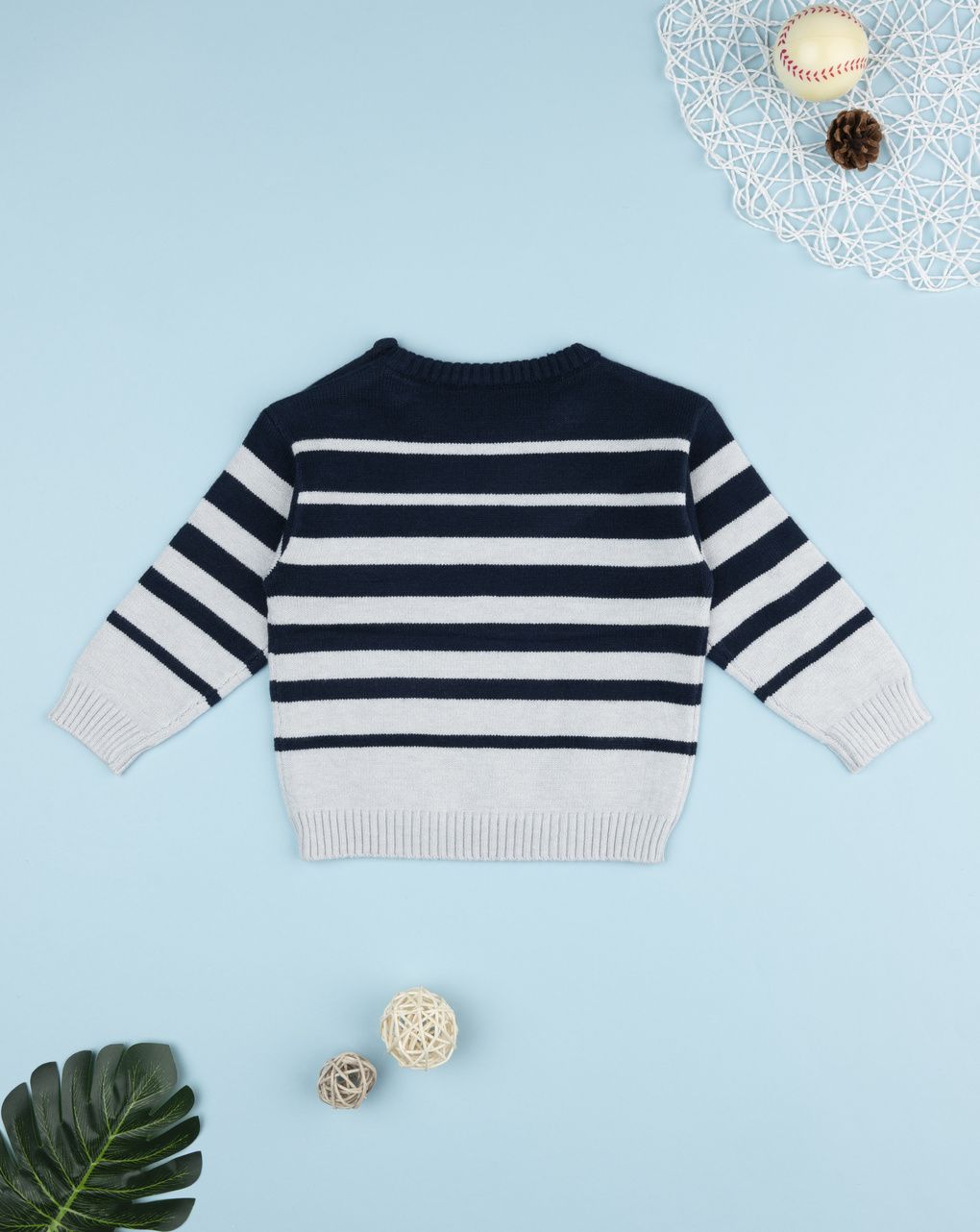 Maglia bimbo rigata blu/grigio