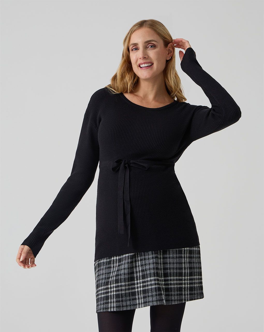 Maglia premaman nera tricot con coulisse