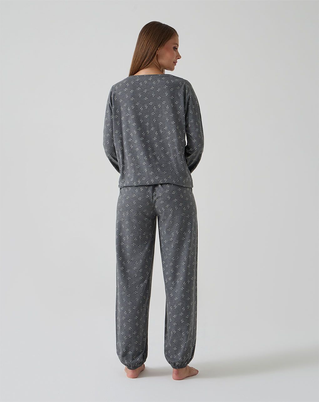 Pigiama premaman due pezzi grigio con allover