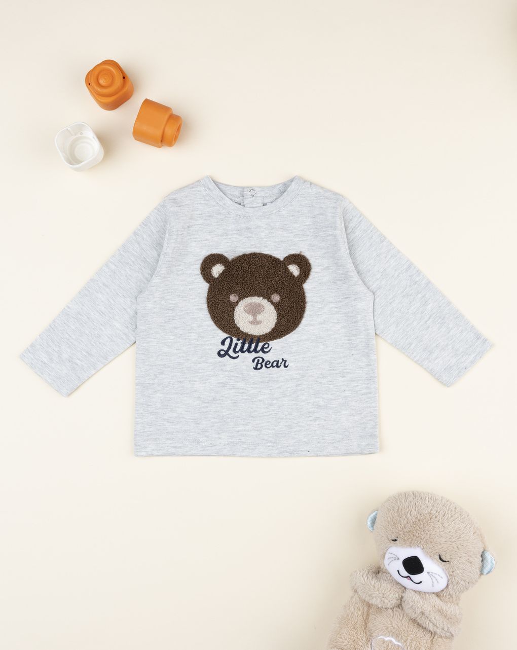 T-shirt bimbo grigia orsetto
