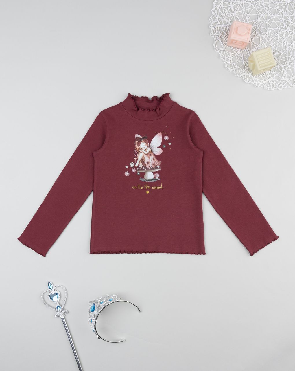 Lupetto bimba bordeaux stampa fatina