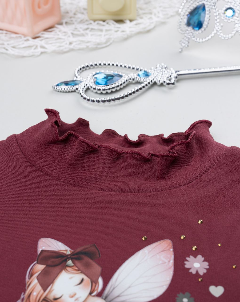 Lupetto bimba bordeaux stampa fatina