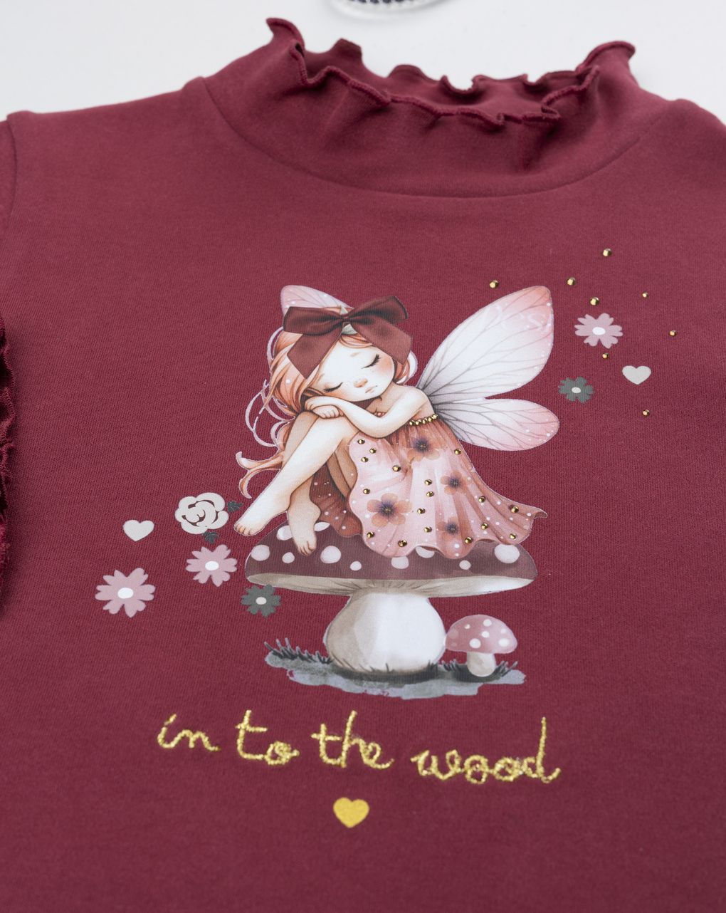 Lupetto bimba bordeaux stampa fatina