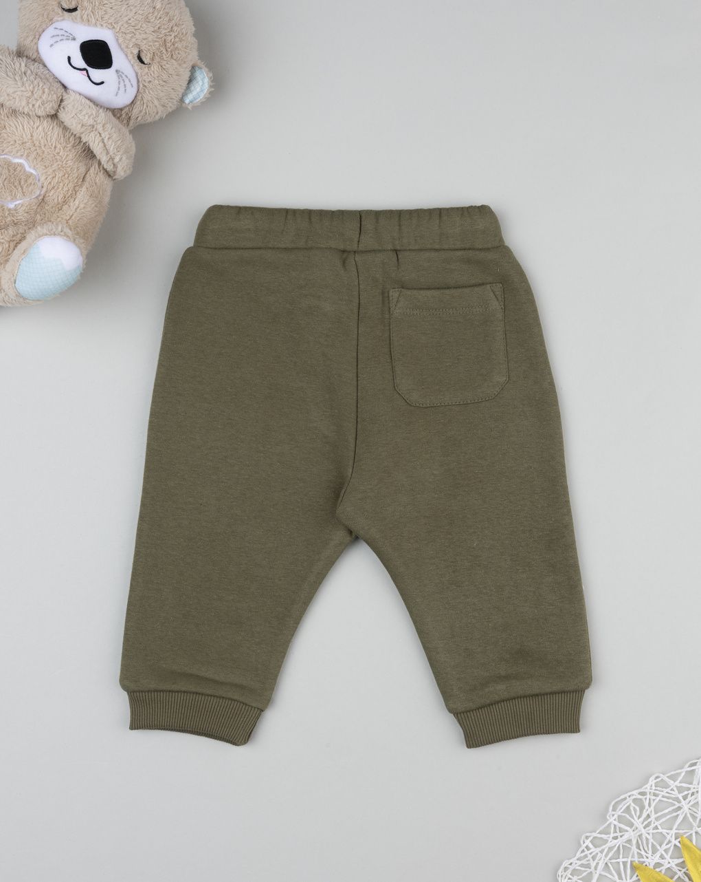 Pantalone felpato verde bimbo con stampa