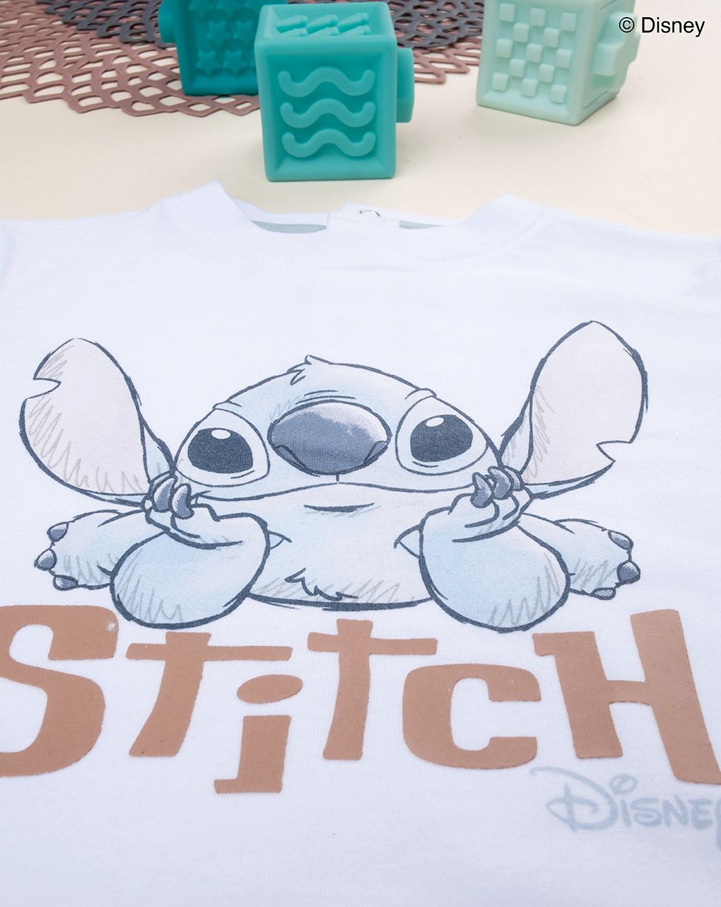 T-shirt bimbo bianca "stitch"