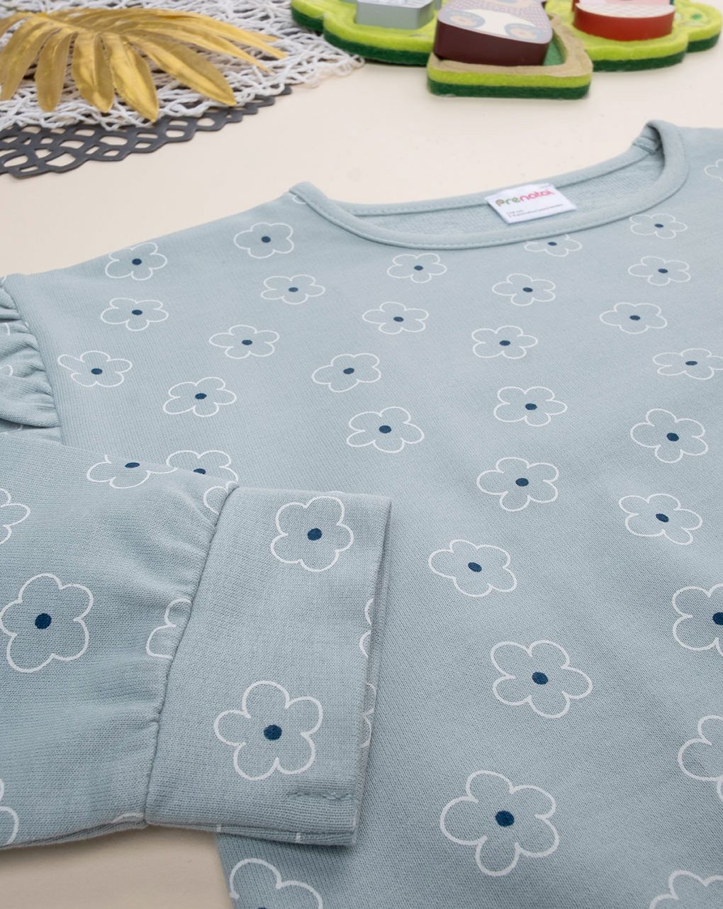 Maglia bimba verde margherite