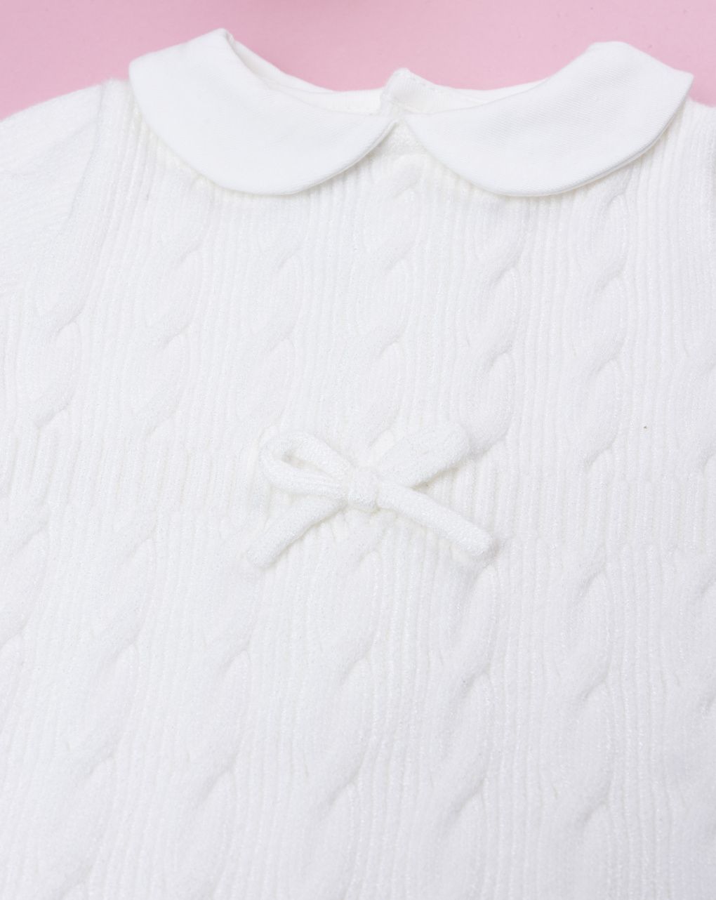 Tutina neonata tricot bianco con fiocco