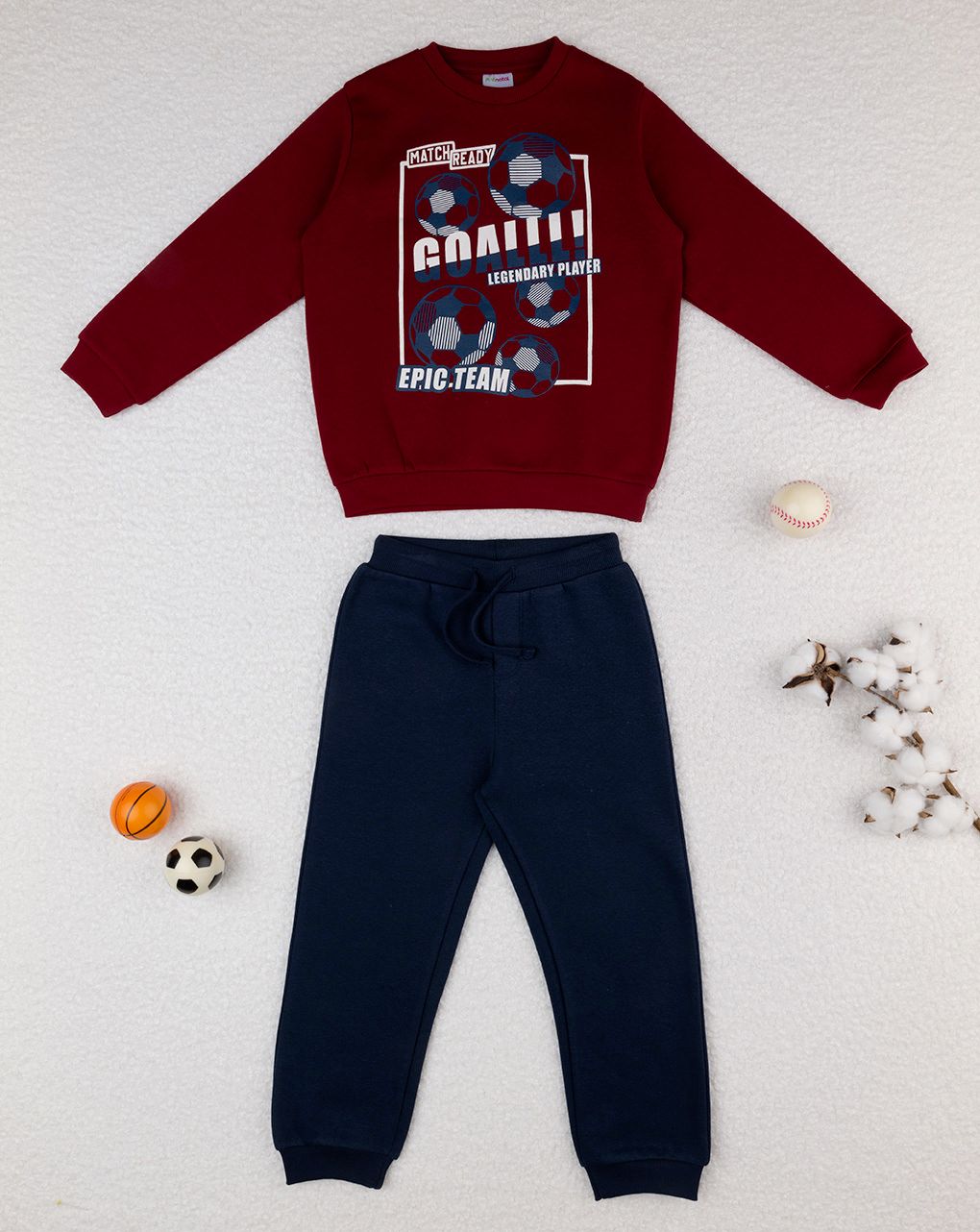 Completo jogging bimbo bordeaux/blu