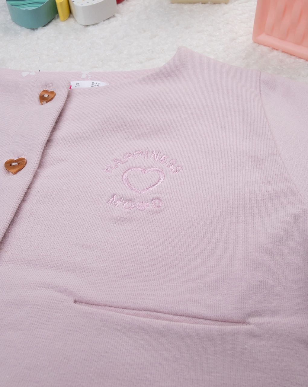 Cardigan bimba rosa ricamo cuore