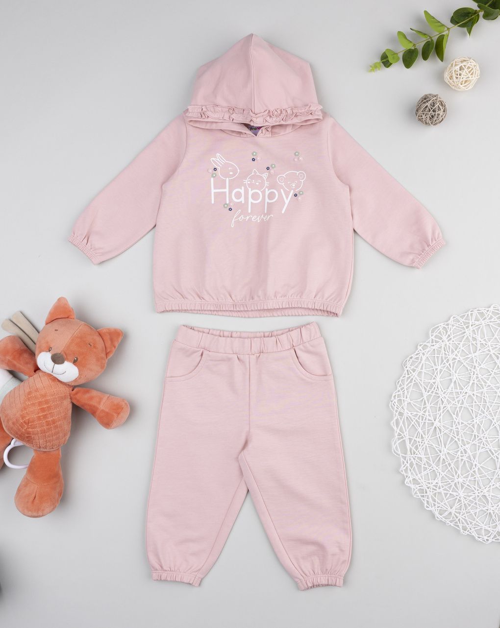 Completo jogging bimba rosa "happy forever"