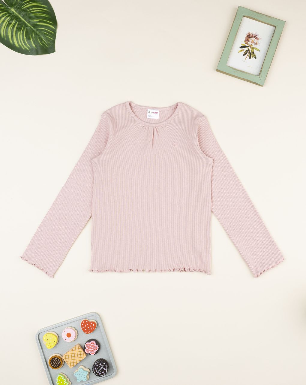 T-shirt bambina rosa costine