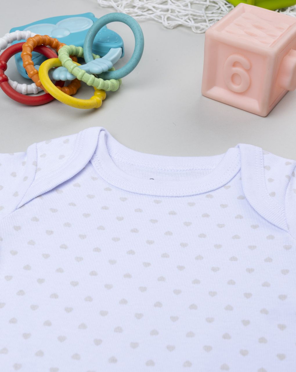 Body costina neonata bianco con cuori