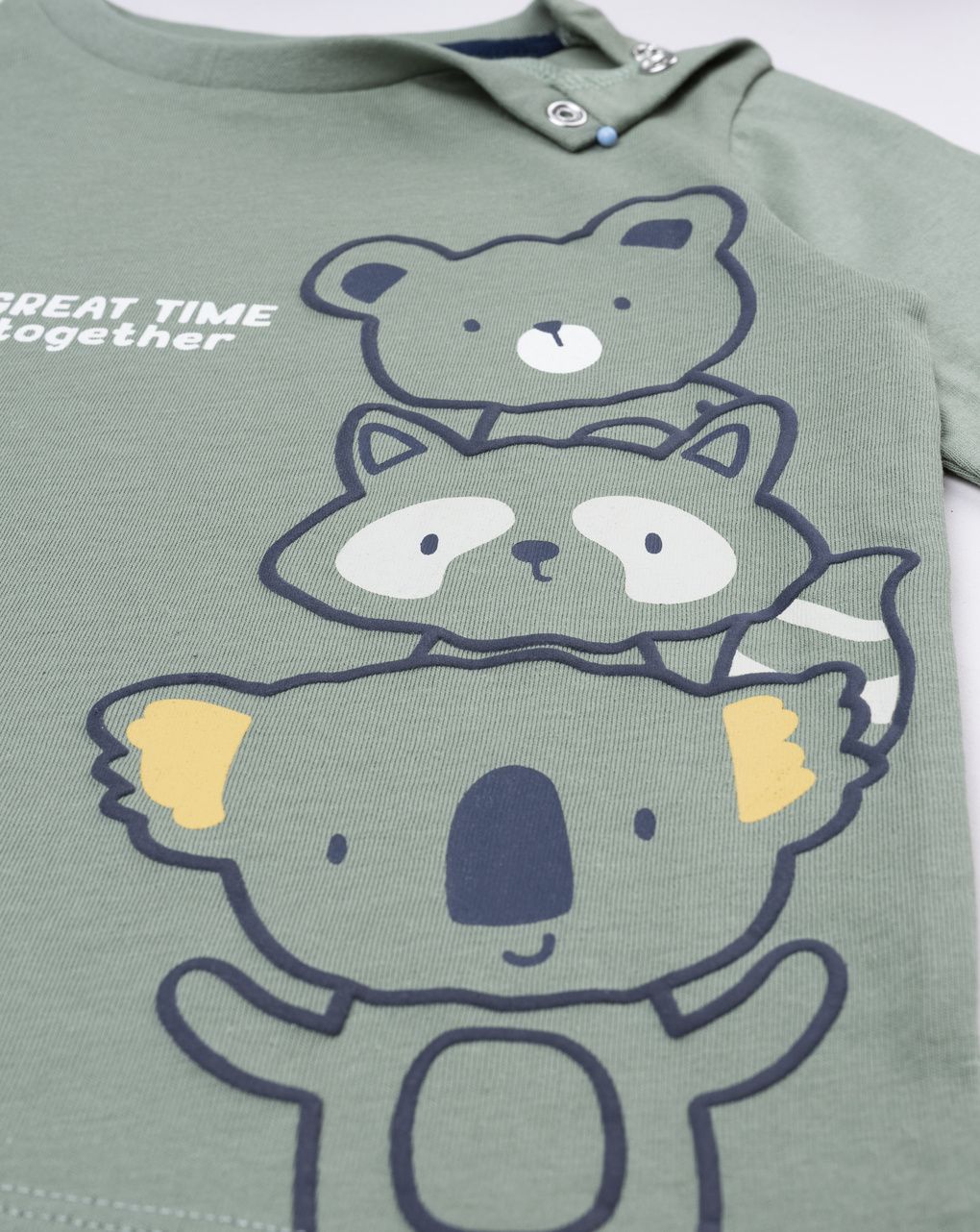 T-shirt bimbo verde stampa "great time together"