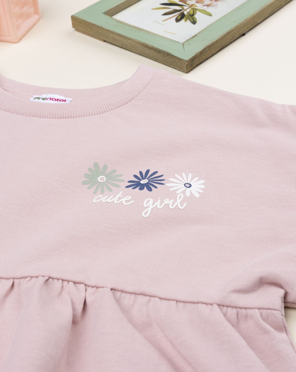 Felpa bimba rosa stampa margherite