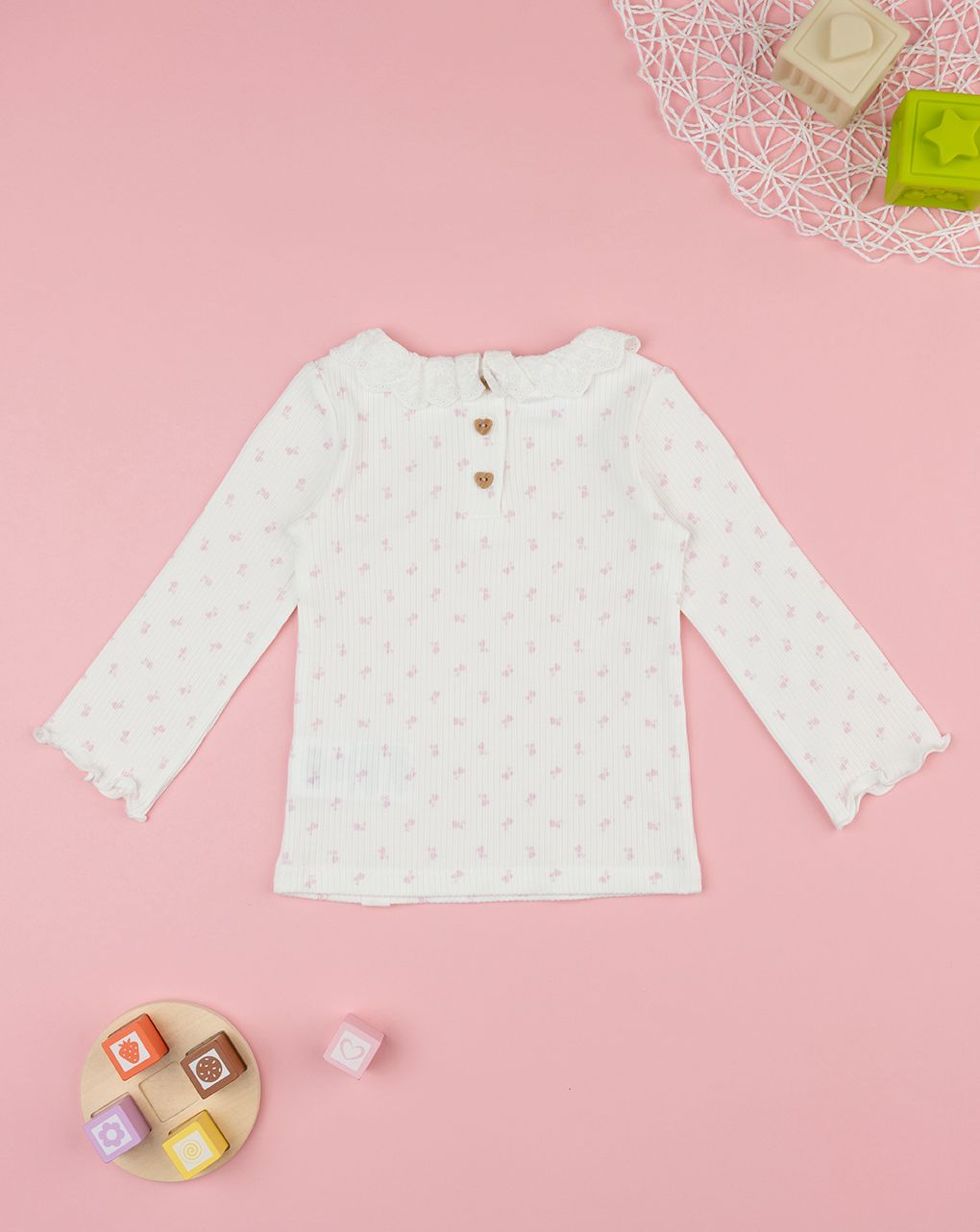 T-shirt coste bimba bianca allover