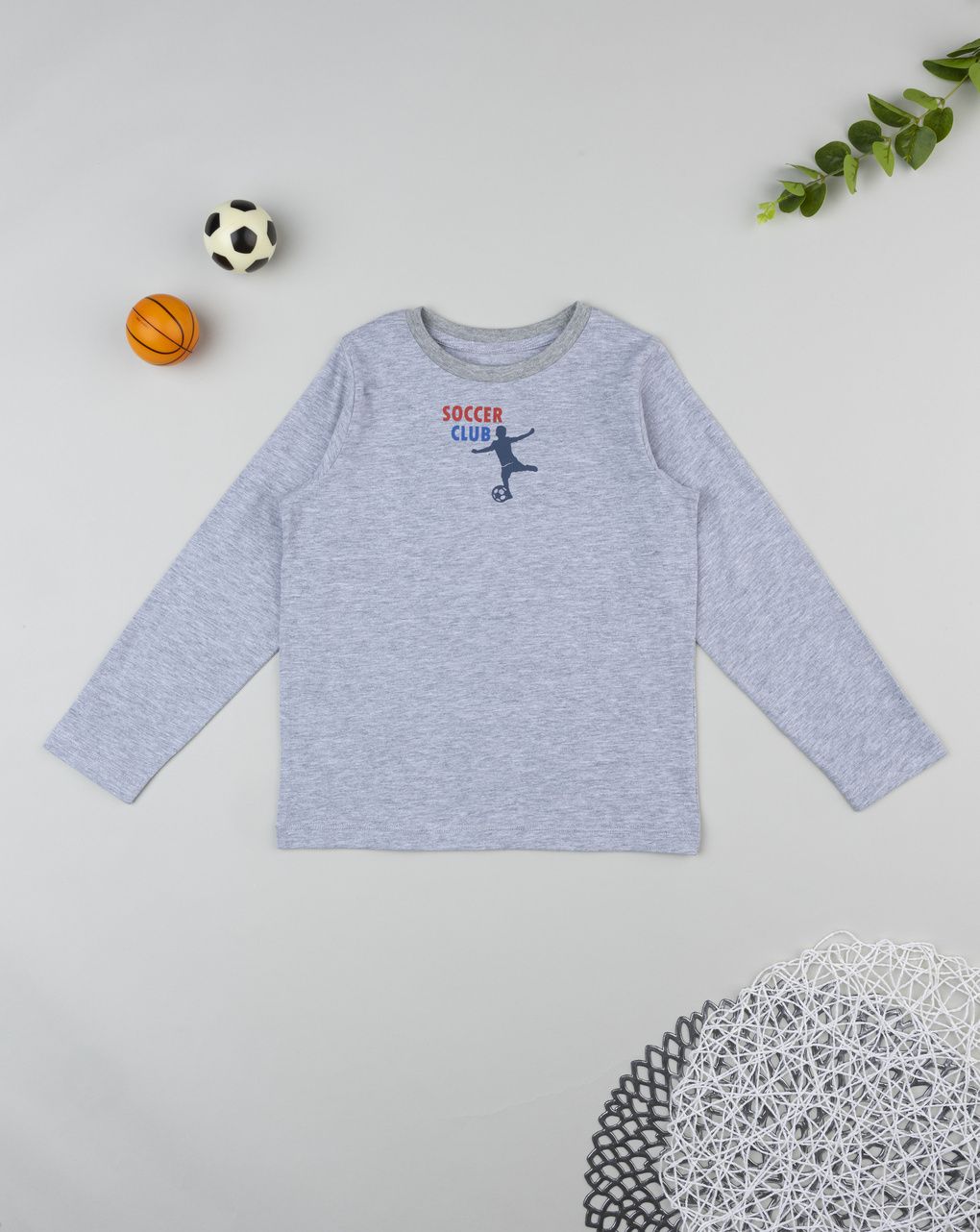 T-shirt bambino grigia soccer