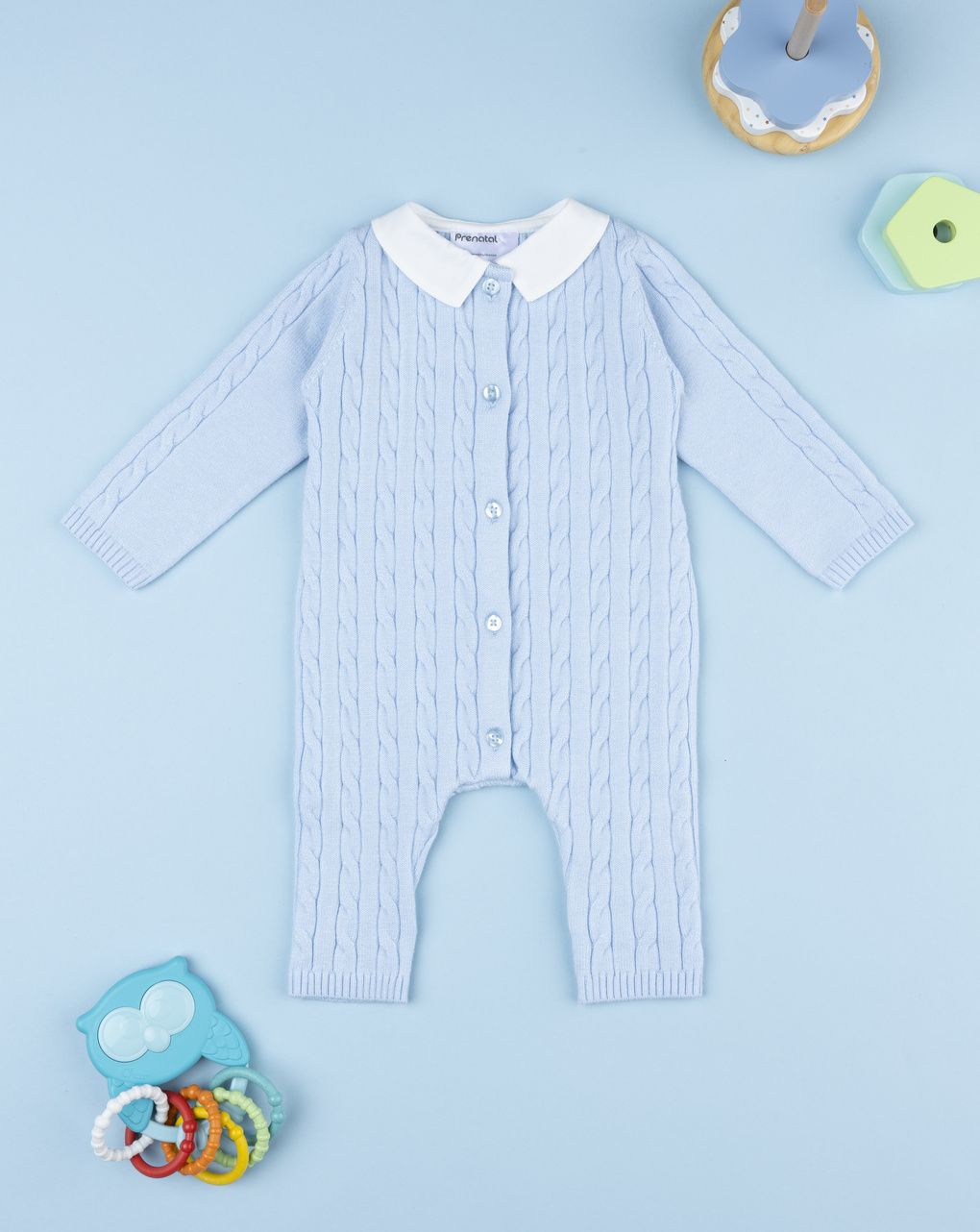 Tutina neonato tricot azzurro