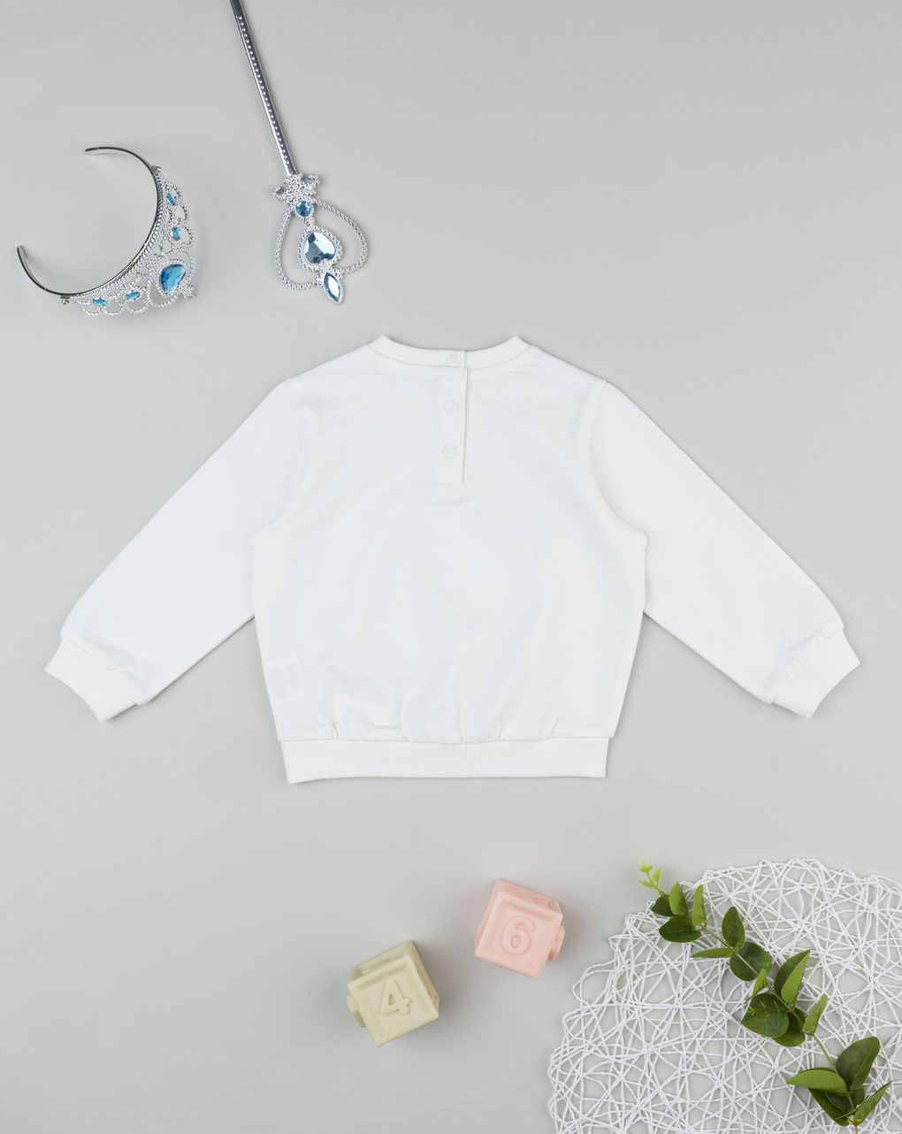 Felpa bimba bianca stampata con frill